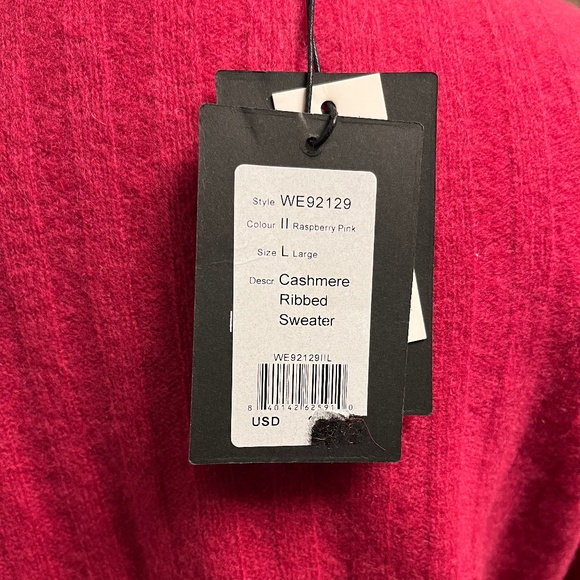 Bright Pink Cashmere Ribbed Sweater ~ NAADAM ~ NWT - Picture 3 of 4